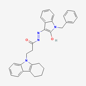 (Z)-N'-(1-benzyl-2-oxoindolin-3-ylidene)-3-(3,4-dihydro-1H-carbazol-9(2H)-yl)propanehydrazide