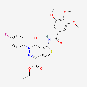 molecular formula C25H22FN3O7S B2611173 ethyl 3-(4-fluorophenyl)-4-oxo-5-(3,4,5-trimethoxybenzamido)-3H,4H-thieno[3,4-d]pyridazine-1-carboxylate CAS No. 851949-24-1