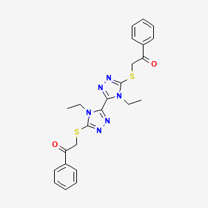 2-[[4-Ethyl-5-(4-ethyl-5-phenacylsulfanyl-1,2,4-triazol-3-yl)-1,2,4-triazol-3-yl]sulfanyl]-1-phenylethanone
