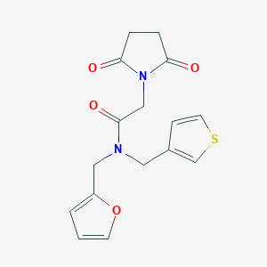 molecular formula C16H16N2O4S B2611240 2-(2,5-dioxopyrrolidin-1-yl)-N-(furan-2-ylmethyl)-N-(thiophen-3-ylmethyl)acetamide CAS No. 1219845-16-5