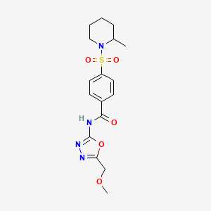 molecular formula C17H22N4O5S B2611243 N-[5-(methoxymethyl)-1,3,4-oxadiazol-2-yl]-4-(2-methylpiperidin-1-yl)sulfonylbenzamide CAS No. 850936-16-2
