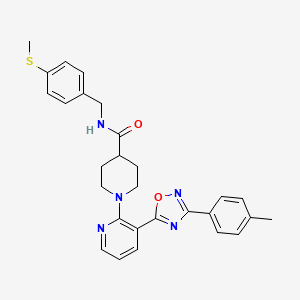 molecular formula C28H29N5O2S B2611248 1-{3-[3-(4-methylphenyl)-1,2,4-oxadiazol-5-yl]pyridin-2-yl}-N-[4-(methylsulfanyl)benzyl]piperidine-4-carboxamide CAS No. 1351801-55-2