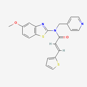 molecular formula C21H17N3O2S2 B2611258 (E)-N-(5-methoxybenzo[d]thiazol-2-yl)-N-(pyridin-4-ylmethyl)-3-(thiophen-2-yl)acrylamide CAS No. 941958-06-1