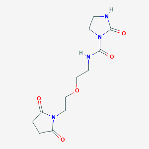 molecular formula C12H18N4O5 B2611293 N-(2-(2-(2,5-dioxopyrrolidin-1-yl)ethoxy)ethyl)-2-oxoimidazolidine-1-carboxamide CAS No. 2034202-40-7