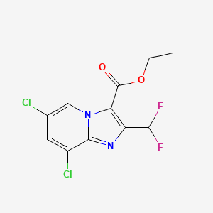 molecular formula C11H8Cl2F2N2O2 B2611319 Ethyl 6,8-dichloro-2-(difluoromethyl)imidazo[1,2-a]pyridine-3-carboxylate CAS No. 2451256-45-2