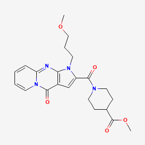 molecular formula C22H26N4O5 B2611326 Methyl 1-[6-(3-methoxypropyl)-2-oxo-1,6,8-triazatricyclo[7.4.0.0^{3,7}]trideca-3(7),4,8,10,12-pentaene-5-carbonyl]piperidine-4-carboxylate CAS No. 902009-42-1
