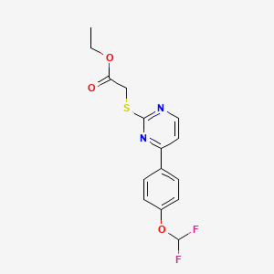 molecular formula C15H14F2N2O3S B2611370 Ethyl 2-((4-(4-(difluoromethoxy)phenyl)pyrimidin-2-yl)thio)acetate CAS No. 828277-81-2
