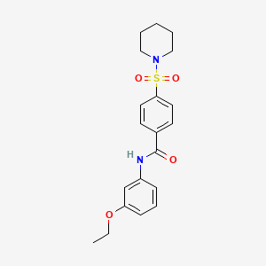 molecular formula C20H24N2O4S B2611390 N-(3-ethoxyphenyl)-4-(piperidin-1-ylsulfonyl)benzamide CAS No. 313646-38-7
