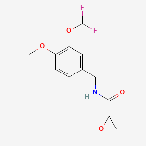 molecular formula C12H13F2NO4 B2611391 N-[[3-(Difluoromethoxy)-4-methoxyphenyl]methyl]oxirane-2-carboxamide CAS No. 2418693-92-0