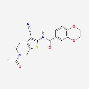 molecular formula C19H17N3O4S B2611395 N-{6-acetyl-3-cyano-4H,5H,6H,7H-thieno[2,3-c]pyridin-2-yl}-2,3-dihydro-1,4-benzodioxine-6-carboxamide CAS No. 864858-83-3