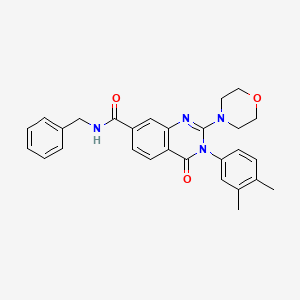 molecular formula C28H28N4O3 B2611399 N-benzyl-3-(3,4-dimethylphenyl)-2-(morpholin-4-yl)-4-oxo-3,4-dihydroquinazoline-7-carboxamide CAS No. 1207011-18-4