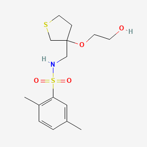 molecular formula C15H23NO4S2 B2611409 N-((3-(2-hydroxyethoxy)tetrahydrothiophen-3-yl)methyl)-2,5-dimethylbenzenesulfonamide CAS No. 2320465-44-7