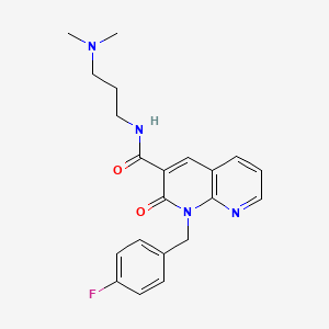molecular formula C21H23FN4O2 B2611423 N-[3-(dimethylamino)propyl]-1-[(4-fluorophenyl)methyl]-2-oxo-1,2-dihydro-1,8-naphthyridine-3-carboxamide CAS No. 946251-83-8