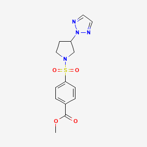 molecular formula C14H16N4O4S B2611467 methyl 4-{[3-(2H-1,2,3-triazol-2-yl)pyrrolidin-1-yl]sulfonyl}benzoate CAS No. 2178771-56-5