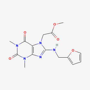 molecular formula C15H17N5O5 B2611490 methyl 2-(8-{[(furan-2-yl)methyl]amino}-1,3-dimethyl-2,6-dioxo-2,3,6,7-tetrahydro-1H-purin-7-yl)acetate CAS No. 879070-81-2
