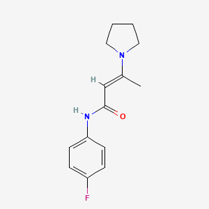 molecular formula C14H17FN2O B2611553 N-(4-fluorophenyl)-3-(1-pyrrolidinyl)-2-butenamide CAS No. 338420-66-9