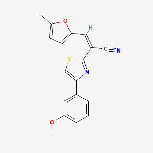 (2Z)-2-[4-(3-methoxyphenyl)-1,3-thiazol-2-yl]-3-(5-methylfuran-2-yl)prop-2-enenitrile