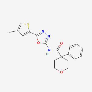 N-(5-(4-methylthiophen-2-yl)-1,3,4-oxadiazol-2-yl)-4-phenyltetrahydro-2H-pyran-4-carboxamide