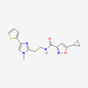 molecular formula C17H18N4O2S B2611641 5-cyclopropyl-N-(2-(1-methyl-4-(thiophen-2-yl)-1H-imidazol-2-yl)ethyl)isoxazole-3-carboxamide CAS No. 1421583-68-7