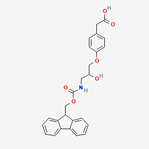 molecular formula C26H25NO6 B2611643 2-[4-[3-(9H-Fluoren-9-ylmethoxycarbonylamino)-2-hydroxypropoxy]phenyl]acetic acid CAS No. 2470435-68-6