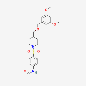 molecular formula C23H30N2O6S B2611654 N-(4-((4-(((3,5-dimethoxybenzyl)oxy)methyl)piperidin-1-yl)sulfonyl)phenyl)acetamide CAS No. 2034538-99-1