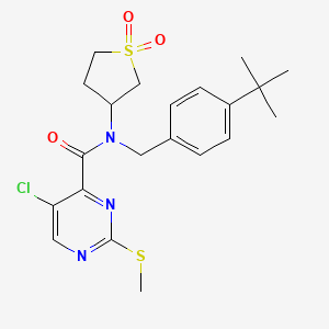molecular formula C21H26ClN3O3S2 B2611655 N-(4-tert-butylbenzyl)-5-chloro-N-(1,1-dioxidotetrahydrothiophen-3-yl)-2-(methylsulfanyl)pyrimidine-4-carboxamide CAS No. 881217-81-8