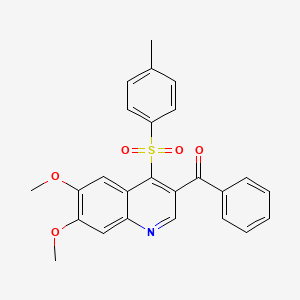 molecular formula C25H21NO5S B2611661 (6,7-Dimethoxy-4-tosylquinolin-3-yl)(phenyl)methanone CAS No. 866895-51-4