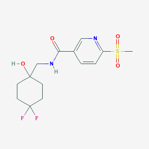 molecular formula C14H18F2N2O4S B2611683 N-[(4,4-Difluoro-1-hydroxycyclohexyl)methyl]-6-methylsulfonylpyridine-3-carboxamide CAS No. 2418693-53-3