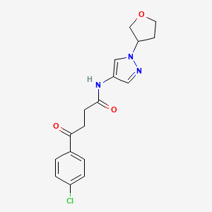 molecular formula C17H18ClN3O3 B2611723 4-(4-chlorophenyl)-4-oxo-N-(1-(tetrahydrofuran-3-yl)-1H-pyrazol-4-yl)butanamide CAS No. 1797350-78-7