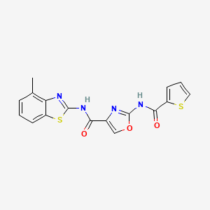 molecular formula C17H12N4O3S2 B2611724 N-(4-methylbenzo[d]thiazol-2-yl)-2-(thiophene-2-carboxamido)oxazole-4-carboxamide CAS No. 1286721-63-8