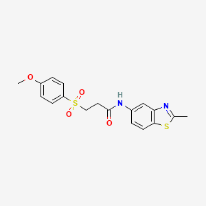 molecular formula C18H18N2O4S2 B2611726 3-((4-methoxyphenyl)sulfonyl)-N-(2-methylbenzo[d]thiazol-5-yl)propanamide CAS No. 942006-40-8
