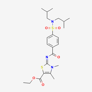 Ethyl 2-[4-[bis(2-methylpropyl)sulfamoyl]benzoyl]imino-3,4-dimethyl-1,3-thiazole-5-carboxylate