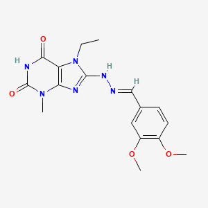 (E)-8-(2-(3,4-dimethoxybenzylidene)hydrazinyl)-7-ethyl-3-methyl-1H-purine-2,6(3H,7H)-dione