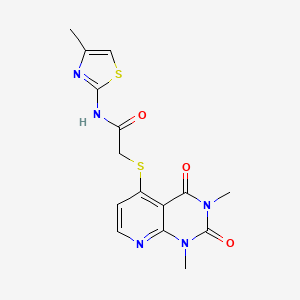 molecular formula C15H15N5O3S2 B2611830 2-(1,3-dimethyl-2,4-dioxopyrido[2,3-d]pyrimidin-5-yl)sulfanyl-N-(4-methyl-1,3-thiazol-2-yl)acetamide CAS No. 899960-34-0