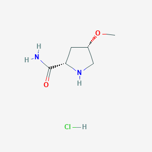 molecular formula C6H13ClN2O2 B2611832 (2S,4S)-4-甲氧基吡咯啉-2-羧酰胺盐酸盐 CAS No. 796884-05-4
