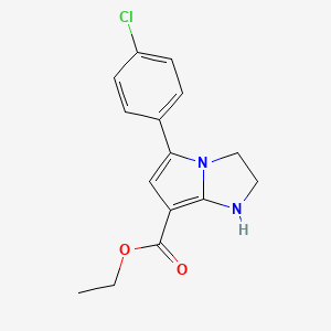 molecular formula C15H15ClN2O2 B2611846 ethyl 5-(4-chlorophenyl)-2,3-dihydro-1H-pyrrolo[1,2-a]imidazole-7-carboxylate CAS No. 936074-42-9