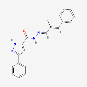 molecular formula C20H18N4O B2611847 (E)-N'-((E)-2-methyl-3-phenylallylidene)-3-phenyl-1H-pyrazole-5-carbohydrazide CAS No. 1285650-24-9