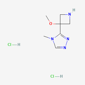 molecular formula C7H14Cl2N4O B2611849 3-(3-Methoxyazetidin-3-yl)-4-methyl-4H-1,2,4-triazole dihydrochloride CAS No. 2228963-42-4