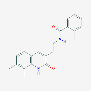 molecular formula C21H22N2O2 B2611852 N-(2-(7,8-dimethyl-2-oxo-1,2-dihydroquinolin-3-yl)ethyl)-2-methylbenzamide CAS No. 851407-46-0