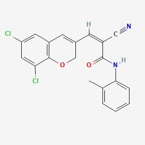 molecular formula C20H14Cl2N2O2 B2611853 (Z)-2-cyano-3-(6,8-dichloro-2H-chromen-3-yl)-N-(2-methylphenyl)prop-2-enamide CAS No. 1241696-82-1