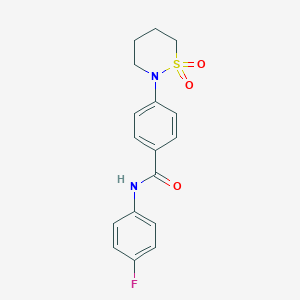 molecular formula C17H17FN2O3S B2611860 4-(1,1-二氧代噻嗪-2-基)-N-(4-氟苯基)苯甲酰胺 CAS No. 899756-69-5