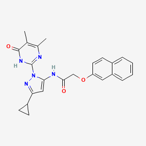 molecular formula C24H23N5O3 B2611901 N-(3-cyclopropyl-1-(4,5-dimethyl-6-oxo-1,6-dihydropyrimidin-2-yl)-1H-pyrazol-5-yl)-2-(naphthalen-2-yloxy)acetamide CAS No. 1203424-51-4