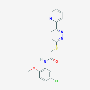 molecular formula C18H15ClN4O2S B2611906 N-(5-chloro-2-methoxyphenyl)-2-[(6-pyridin-2-ylpyridazin-3-yl)thio]acetamide CAS No. 872987-87-6