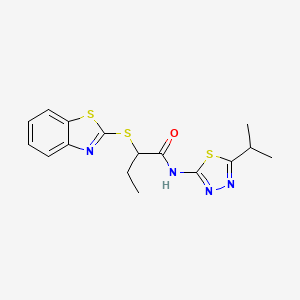 molecular formula C16H18N4OS3 B2611910 2-(benzo[d]thiazol-2-ylthio)-N-(5-isopropyl-1,3,4-thiadiazol-2-yl)butanamide CAS No. 394236-71-6