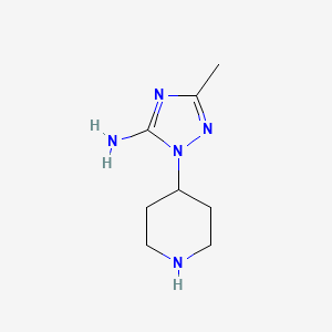 molecular formula C8H15N5 B2611920 3-Methyl-1-(piperidin-4-yl)-1H-1,2,4-triazol-5-amine CAS No. 2230799-60-5