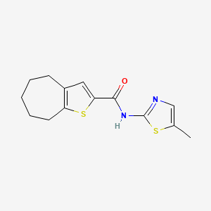 molecular formula C14H16N2OS2 B2611963 N-(5-Methylthiazol-2-YL)-5,6,7,8-tetrahydro-4H-cyclohepta[B]thiophene-2-carboxamide CAS No. 925606-29-7