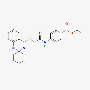 B2612058 ethyl 4-(2-{1'H-spiro[cyclohexane-1,2'-quinazoline]sulfanyl}acetamido)benzoate CAS No. 893788-22-2