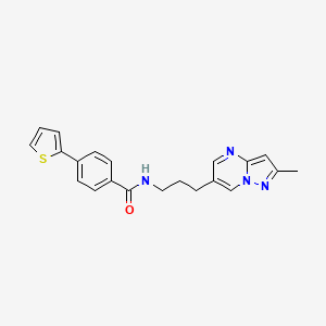 B2612102 N-(3-(2-methylpyrazolo[1,5-a]pyrimidin-6-yl)propyl)-4-(thiophen-2-yl)benzamide CAS No. 1797142-08-5