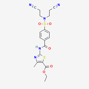 ethyl 2-(4-(N,N-bis(2-cyanoethyl)sulfamoyl)benzamido)-4-methylthiazole-5-carboxylate