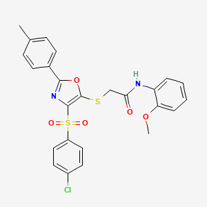 2-((4-((4-chlorophenyl)sulfonyl)-2-(p-tolyl)oxazol-5-yl)thio)-N-(2-methoxyphenyl)acetamide